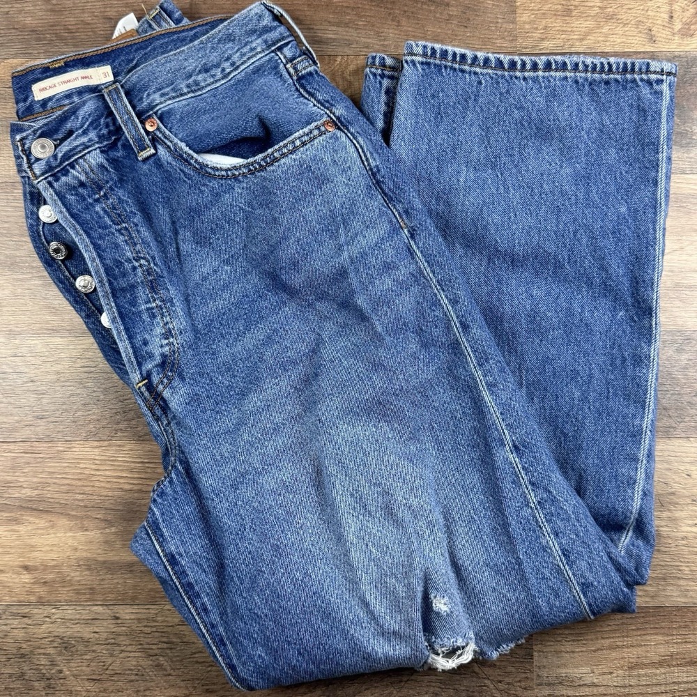 Levi's Premium Women's Ribcage Straight Ankle Jeans Blue Medium Wash Size 31